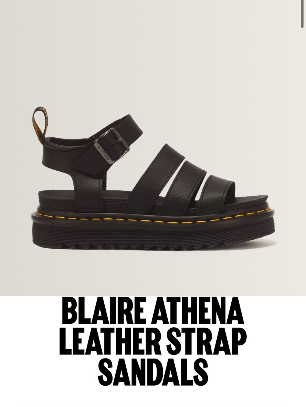 Dr. Martens Black Leather Platform Strap Sandals